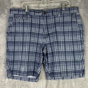 Red Head Shorts Men 40 Blue Plaid Mid Rise Flat Front Cotton Bermuda Coin Pocket